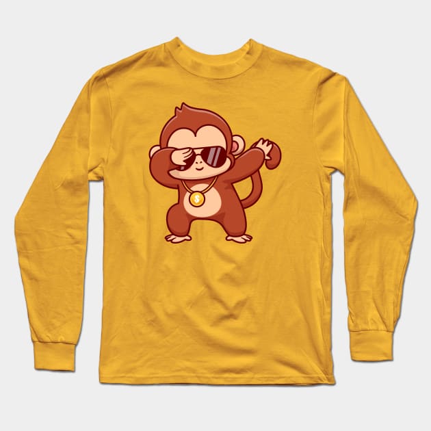 Cool Monkey Dabbing Cartoon Long Sleeve T-Shirt by Catalyst Labs